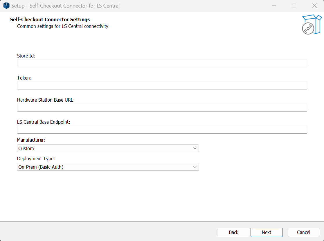 Common SCO settings screen
